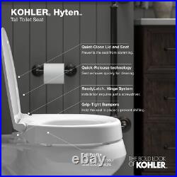 25875-0 Hyten Elevated Quiet-Close Elongated Toilet Seat, Contoured Seat with Gr