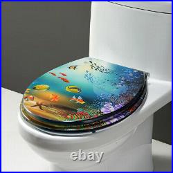 3D Ocean Series Sea Turtle round Closed Front Toilet Seat in Blue Slose Close