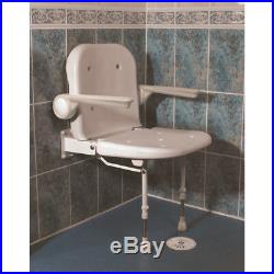 4000 Series Standard Shower Seat, White Unpadded Seat & Back, Grey padded Arms