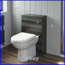 500mm Bathroom Toilet Back To Wall BTW Furniture Unit Pan Soft Close Seat Grey