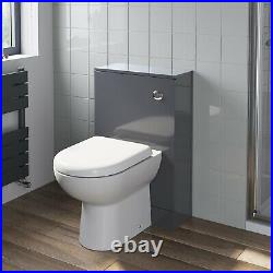 500mm Bathroom Toilet Back To Wall Furniture Unit Pan Soft Close Seat Gloss Grey