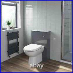 500mm Bathroom Toilet Back To Wall Furniture Unit Pan Soft Close Seat Gloss Grey