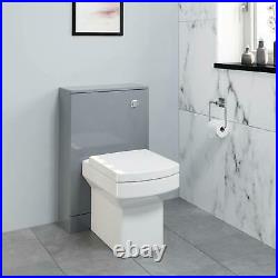 500mm Bathroom Toilet Concealed Cistern Furniture Unit Pan Soft Close Grey Gloss
