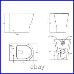 500mm Bathroom Toilet Concealed Cistern White Gloss Dual Flush Soft Close Seat