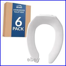 6 Pack Commercial Open Front Plastic Toilet Seat, Heavy Duty Industrial Seat