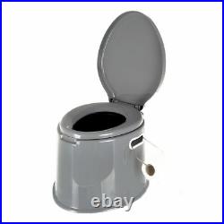 6L Large Portable Outdoor Adult Toilet with Washable Basket & Toilet Roll Holder 