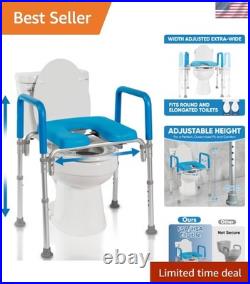 Adjustable Padded Toilet Seat with Handles, Raised, 330 lb, Universal Fit