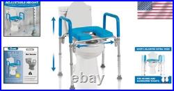 Adjustable Padded Toilet Seat with Handles, Raised, 330 lb, Universal Fit