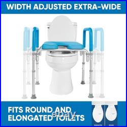 Adjustable Padded Toilet Seat with Handles, Raised, 330 lb, Universal Fit