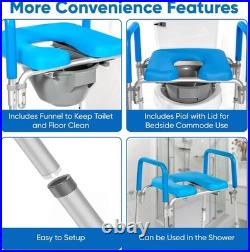 Adjustable Padded Toilet Seat with Handles, Raised, 330 lb, Universal Fit