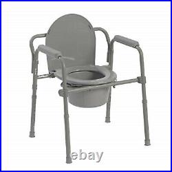 Adult Toilet Seat Potty Commode Chair Folding Bedside Portable Bariatric Folds