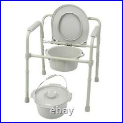 Adult Toilet Seat Potty Commode Chair Folding Bedside Portable Bariatric Folds