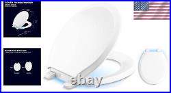 Automatic Nightlight Round Toilet Seat Quiet-Close with Adjustable Brightness