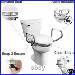 BEMIS NEW Clean Shield Raised Toilet Seat Round With Arm
