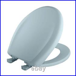 BEMIS Toilet Seat 14.375 Soft Close Round Plastic Closed Front In Heron Blue