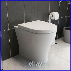Round Back to Wall  BTW Toilet WC Pan Soft Close Seat Quick Release White Gloss 
