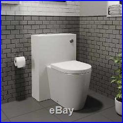 BTW Back To Wall Toilet Pan Curved Modern Top Mounted Soft Close Seat White NDT