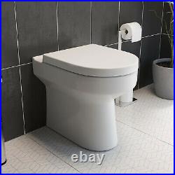 BTW Back To Wall Toilet Pan Round Modern Top Mounted Soft Close Seat White
