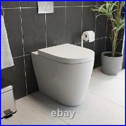 BTW Back To Wall Toilet Pan WC Curved Top Mounted Soft Close Seat Dual Cistern