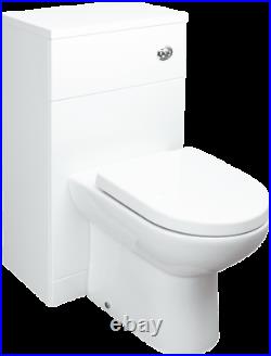BTW Back To Wall Toilet Pan WC Round Modern Top Mount Soft Close Seat White NDT