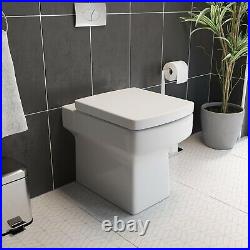 BTW Back to Wall Toilet Bathroom Modern Pan Square Cloakroom Soft Close Seat NDT