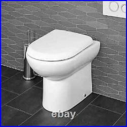 Back To Wall BTW Toilet Pan Soft Close Seat WC Round Modern Top Mount White