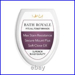 Bath Royale Slow Close Toilet Seat BR501-00 White Elongated Stain-Resistant a