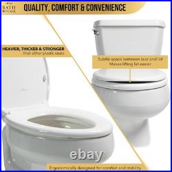 Bath Royale Slow Close Toilet Seat BR501-00 White Elongated Stain-Resistant a