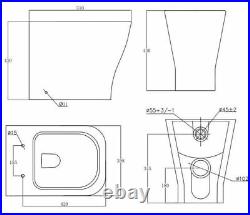 Bathroom Toilet 500mm Concealed Cistern White Gloss Dual Flush Soft Close Seat