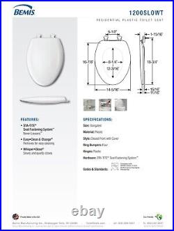 Bemis 1200SLOWT-023 Elongated Slow Close Toilet Seat Crane SHELL PINK