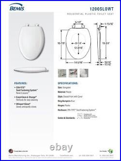 Bemis 1200SLOWT-034 Elongated Slow Close Toilet Seat Briggs SKY BLUE