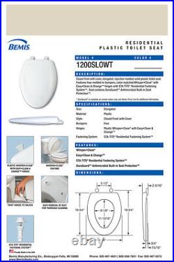 Bemis 1200SLOWT-146 Elongated Plastic Slow Close Toilet Seat Almond