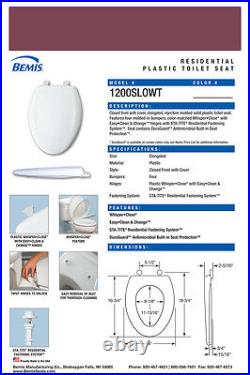 Bemis 1200SLOWT-373 Elongated Plastic Slow Close Toilet Seat Loganberry