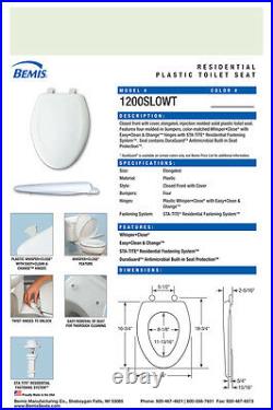 Bemis 1200SLOWT-696 Elongated Plastic Slow Close Toilet Seat SILK