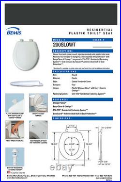 Bemis 200SLOWT-047 Round Plastic Slow Close Toilet Seat BLACK