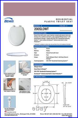 Bemis 200SLOWT-303 Round Plastic Slow Close Toilet Seat DUSTY ROSE