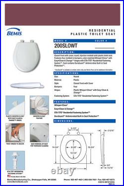 Bemis 200SLOWT-373 Round Plastic Slow Close Toilet Seat LOGANBERRY