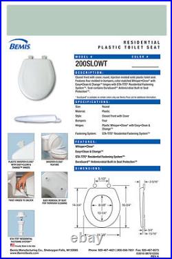 Bemis 200SLOWT-455 Round Plastic Slow Close Toilet Seat SEAFOAM
