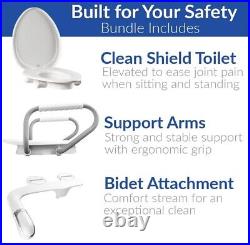 Bemis Assurance 3 Raised Toilet Seat with Support Arms and Bidet Attachment