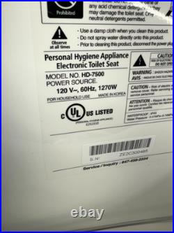 Bemis HD-7500 Elongated White Bathroom Toilet Electronic Bidet Seat