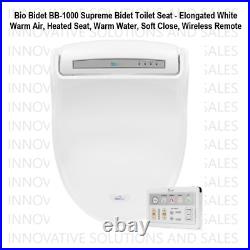 Bio Bidet BB-1000 Supreme Bidet Toilet Seat Elongated White Warm Air Heated Seat