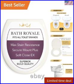 Biscuit/Linen Round Toilet Seat Stain-Resistant, Quick Release Design