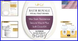 Biscuit/Linen Round Toilet Seat Stain-Resistant, Quick Release Design