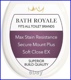 Biscuit/Linen Round Toilet Seat Stain-Resistant, Quick Release Design