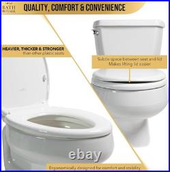 Biscuit/Linen Round Toilet Seat Stain-Resistant, Quick Release Design
