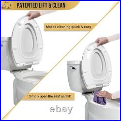 Biscuit/Linen Round Toilet Seat Stain-Resistant, Quick Release Design