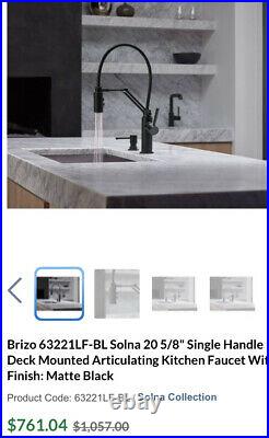 Brizo 63221LF-BL Solna Matte Black Single Handle Articulating Arm Kitchen Faucet