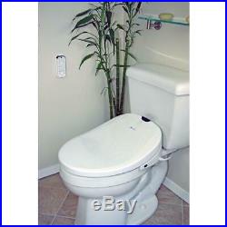 Brondell Electric Bidet Seat Modern Round Toilet Warm Water Wash Plastic White