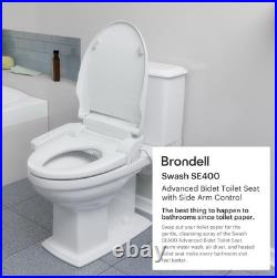 Brondell Round SE400 Bidet Seat with Air Dryer White Side Arm Control New