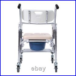 Commode Wheelchair Toilet Shower Seat Potty Bathroom Rolling Chair Foldable